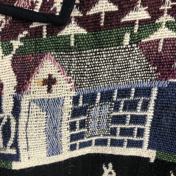 Jane Ashley Jacket Womens Medium Tapestry Mountain Scene Reindeer Pines Church - Picture 13 of 16